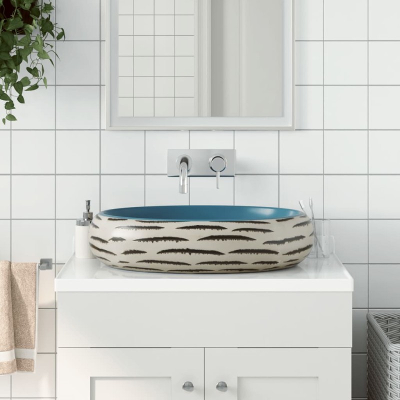 vidaXL Aufsatzwaschbecken Mehrfarbig Oval 59x40x15 cm Keramik vidaXL Aufsatzwaschbecken Mehrfarbig Oval 59x40x15 cm Keramik