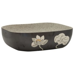 vidaXL Aufsatzwaschbecken Grau Schwarz Rechteck 48x37,5x13,5cm Keramik