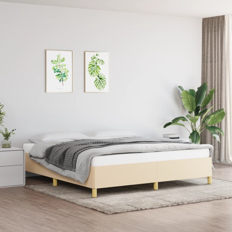 Bettgestell Creme 160x200 cm Stoff Bettgestell Creme 160x200 cm Stoff