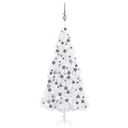 vidaXL Künstlicher Weihnachtsbaum Beleuchtung & Kugeln LEDs 300cm Weiß