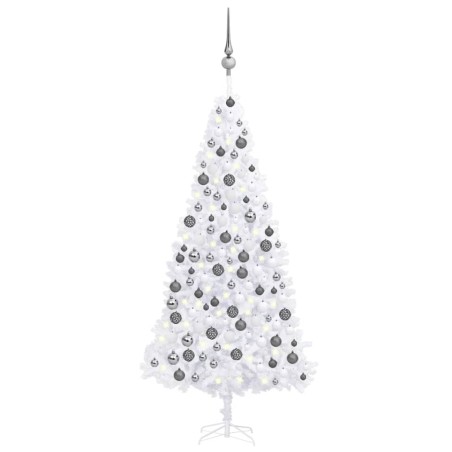 vidaXL Künstlicher Weihnachtsbaum Beleuchtung & Kugeln LEDs 300cm Weiß