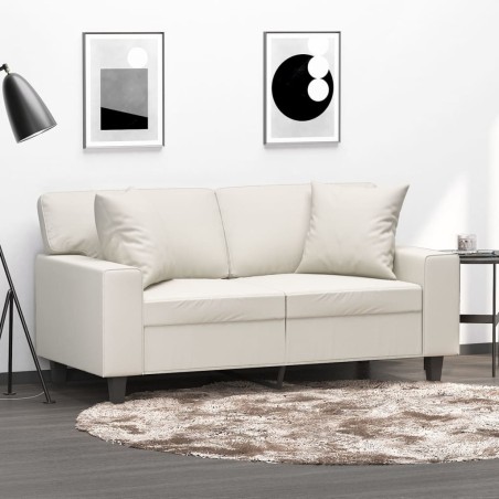 vidaXL Zierkissen 2 Stk. Creme 40x40 cm Kunstleder