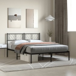 vidaXL Bettgestell mit Kopfteil Metall Schwarz 150x200 cm