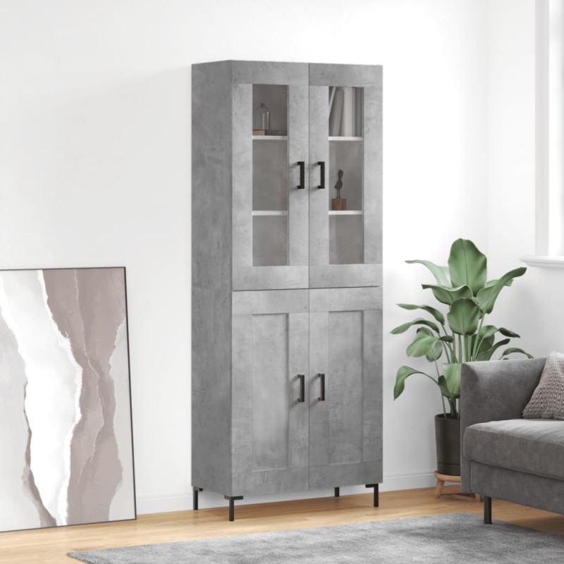 Highboard Betongrau 69,5x34x180 cm Holzwerkstoff Highboard Betongrau 69,5x34x180 cm Holzwerkstoff