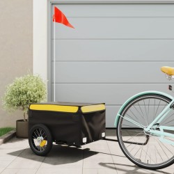 vidaXL Lastenanhänger für Fahrrad Schwarz und Gelb 30 kg Eisen