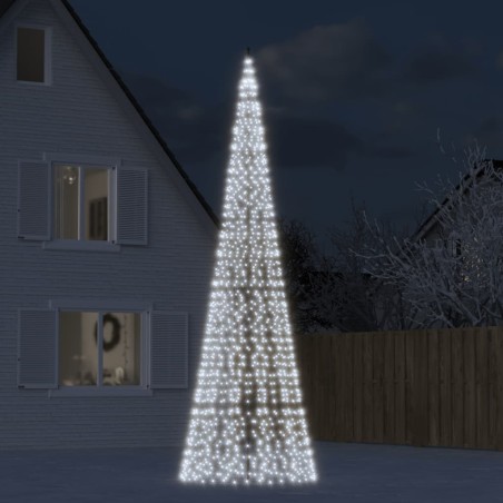 vidaXL LED-Weihnachtsbaum für Fahnenmast 1534 LEDs Kaltweiß 500 cm