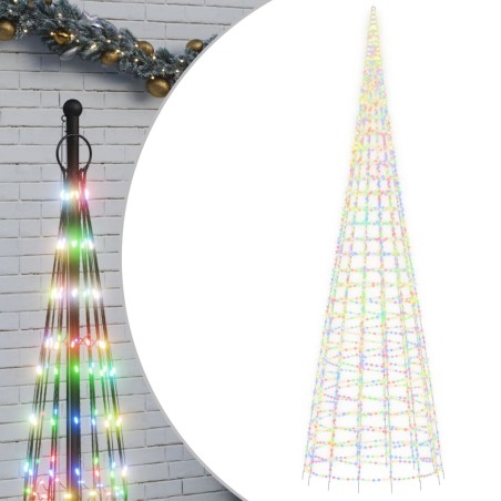vidaXL LED-Weihnachtsbaum für Fahnenmast 3000 LEDs Mehrfarbig 800 cm