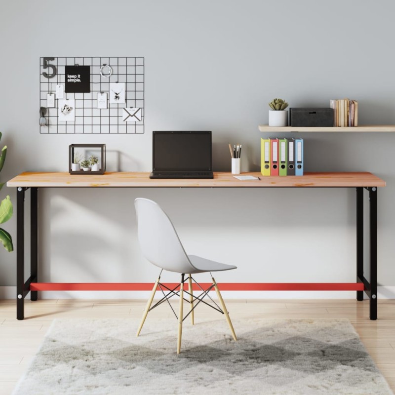 vidaXL Werkbank 220x55x81,5 cm Massivholz Buche und Metall vidaXL Werkbank 220x55x81,5 cm Massivholz Buche und Metall