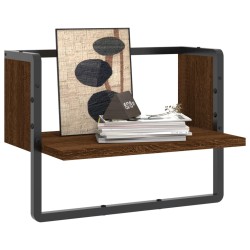 vidaXL Wandregal mit Stange Braun Eichen-Optik 40x25x30 cm