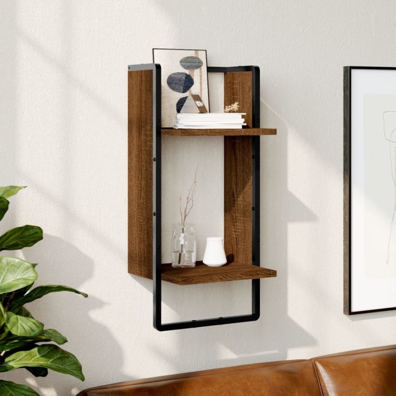 vidaXL Wandregal mit Stange Braun Eichen-Optik 30x25x65 cm vidaXL Wandregal mit Stange Braun Eichen-Optik 30x25x65 cm