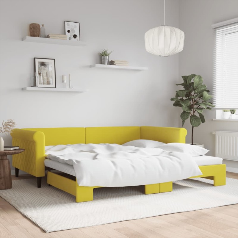 vidaXL Tagesbett Ausziehbar Gelb 100x200 cm Samt vidaXL Tagesbett Ausziehbar Gelb 100x200 cm Samt