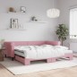 vidaXL Tagesbett Ausziehbar mit Matratzen Rosa 100x200 cm Samt vidaXL Tagesbett Ausziehbar mit Matratzen Rosa 100x200 cm Samt