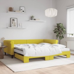 vidaXL Tagesbett Ausziehbar mit Matratzen Gelb 100x200 cm Samt