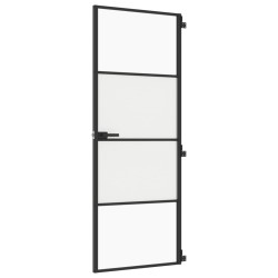 vidaXL Innentür Schlank Schwarz 76x201,5 cm Hartglas und Aluminium