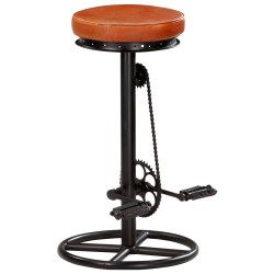 vidaXL Barhocker 2 Stk. Schwarz und Braun Echtes Ziegenleder 