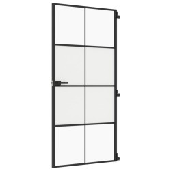 vidaXL Innentür Schlank Schwarz 93x201,5 cm Hartglas & Aluminium
