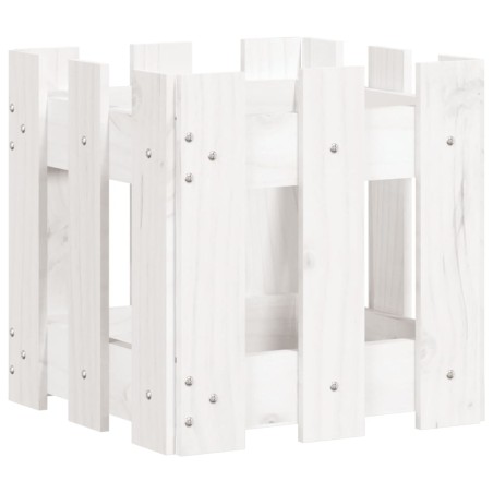 vidaXL Pflanzkübel Lattenzaun-Design Weiß 30x30x30 cm Kiefernholz