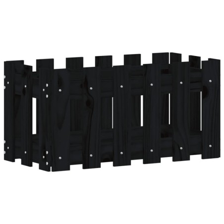 vidaXL Pflanzkübel Lattenzaun-Design Schwarz 60x30x30 cm Kiefernholz