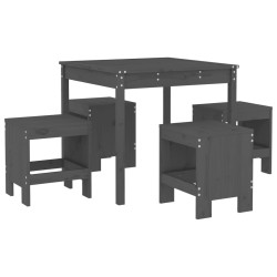 vidaXL 5-tlg. Garten-Essgruppe Grau Massivholz Kiefer