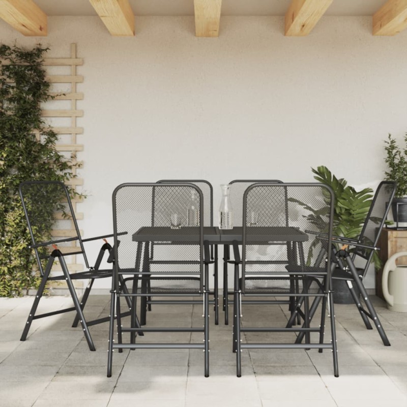 vidaXL 7-tlg. Garten-Essgruppe Anthrazit Streckgitter vidaXL 7-tlg. Garten-Essgruppe Anthrazit Streckgitter