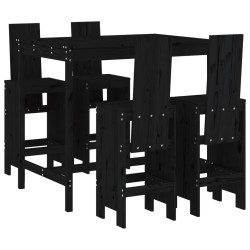 vidaXL 5-tlg. Gartenbar-Set Schwarz Massivholz Kiefer