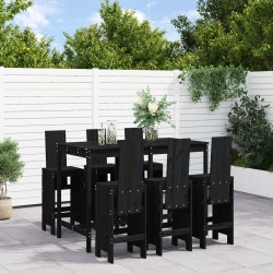 vidaXL 7-tlg. Gartenbar-Set Schwarz Massivholz Kiefer