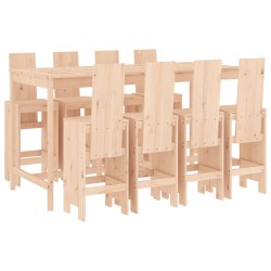 vidaXL 9-tlg. Gartenbar-Set Massivholz Kiefer