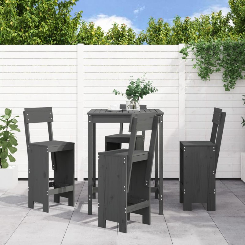 vidaXL 5-tlg. Gartenbar-Set Grau Massivholz Kiefer vidaXL 5-tlg. Gartenbar-Set Grau Massivholz Kiefer