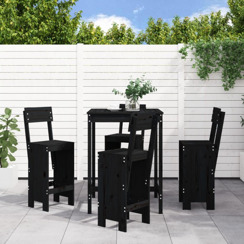 vidaXL 5-tlg. Gartenbar-Set Schwarz Massivholz Kiefer vidaXL 5-tlg. Gartenbar-Set Schwarz Massivholz Kiefer