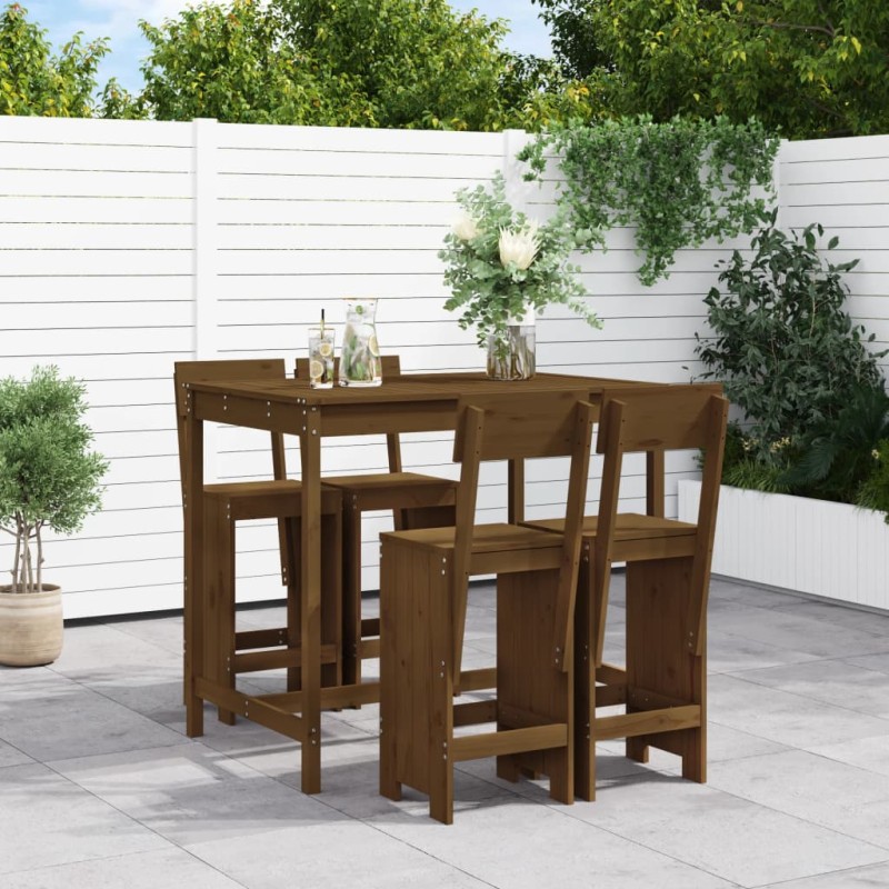 vidaXL 5-tlg. Gartenbar-Set Honigbraun Massivholz Kiefer vidaXL 5-tlg. Gartenbar-Set Honigbraun Massivholz Kiefer