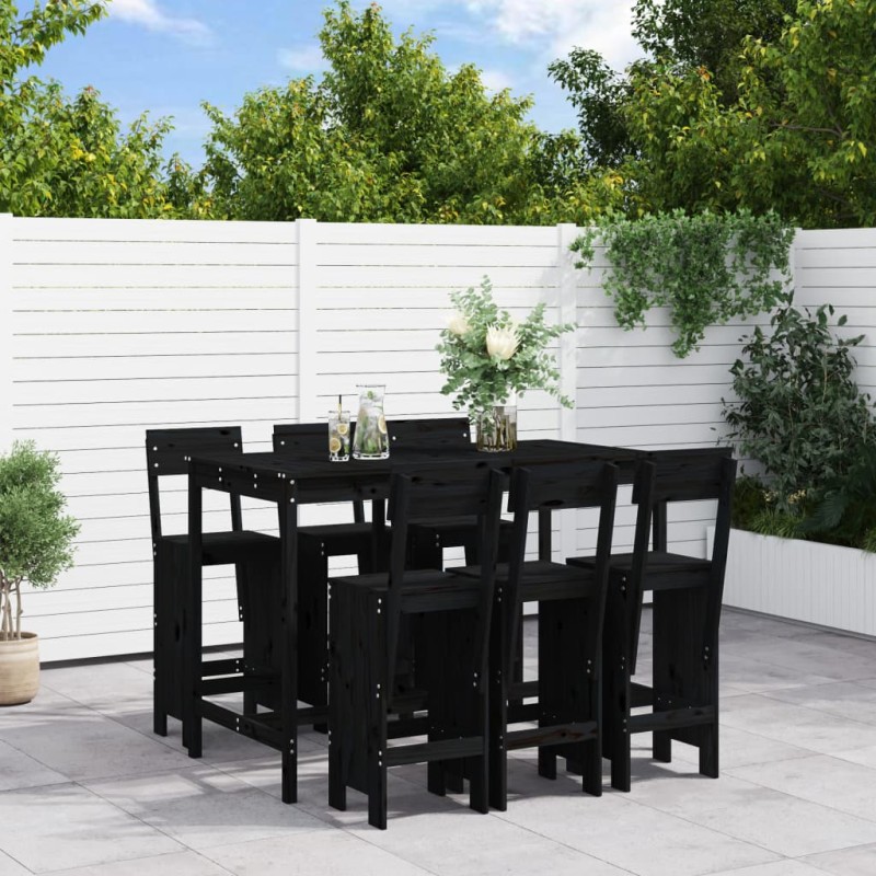 vidaXL 7-tlg. Gartenbar-Set Schwarz Massivholz Kiefer vidaXL 7-tlg. Gartenbar-Set Schwarz Massivholz Kiefer