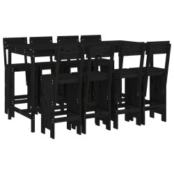 vidaXL 7-tlg. Gartenbar-Set Schwarz Massivholz Kiefer