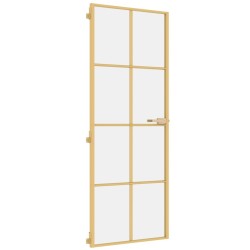 vidaXL Innentür Schlank Golden 76x201,5 cm Hartglas und Aluminium