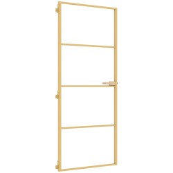 vidaXL Innentür Schlank Golden 83x201,5 cm Hartglas und Aluminium