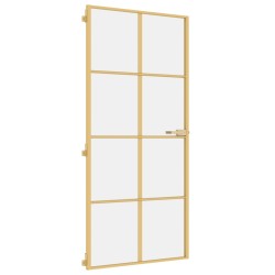 vidaXL Innentür Schlank Golden 93x201,5 cm Hartglas und Aluminium