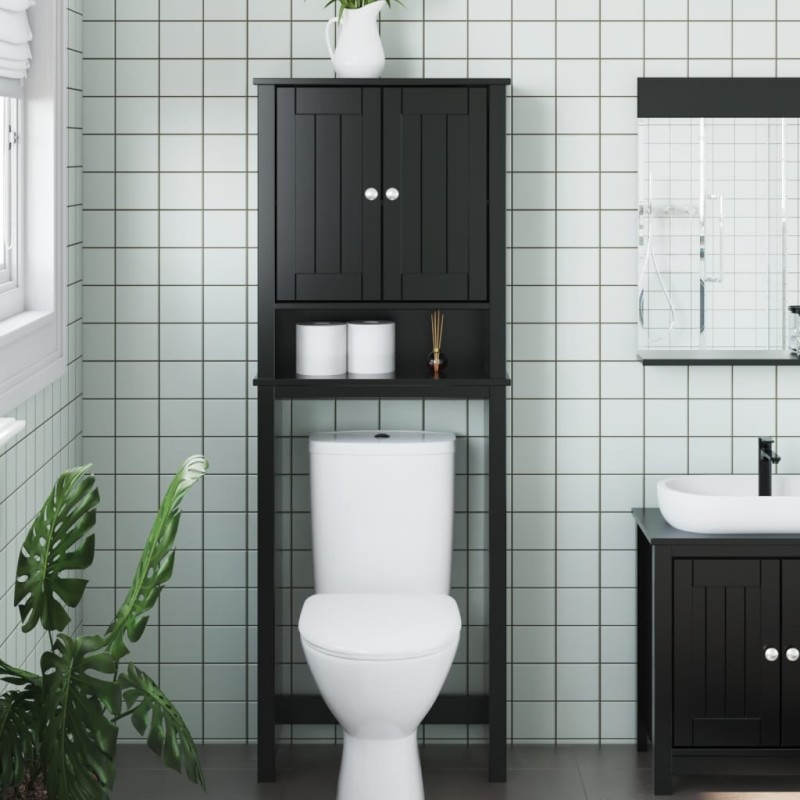 vidaXL Toilettenschrank BERG Schwarz 60x27x164,5 cm Massivholz vidaXL Toilettenschrank BERG Schwarz 60x27x164,5 cm Massivholz