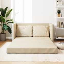 vidaXL Bodensofa mit Schlaffunktion Creme 112x174x55 cm Stoff