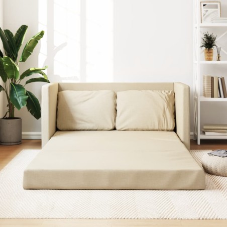 vidaXL Bodensofa mit Schlaffunktion Creme 112x174x55 cm Stoff