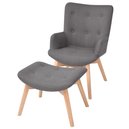vidaXL Sessel mit Fußhocker Grau Stoff 