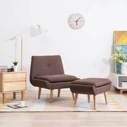 vidaXL Polsterstuhl mit Fußhocker Braun Stoff