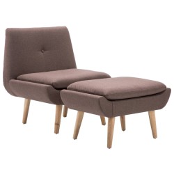vidaXL Polsterstuhl mit Fußhocker Braun Stoff