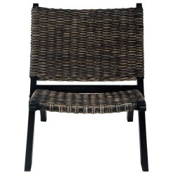 vidaXL Relaxstuhl Schwarz Natur Kubu-Rattan und Massivholz Mahagoni 
