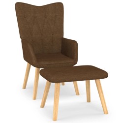 vidaXL Relaxsessel mit Hocker Braun Stoff