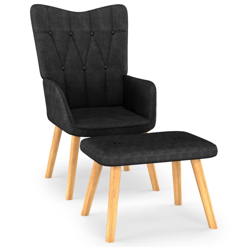 vidaXL Relaxsessel mit Hocker Schwarz Stoff vidaXL Relaxsessel mit Hocker Schwarz Stoff