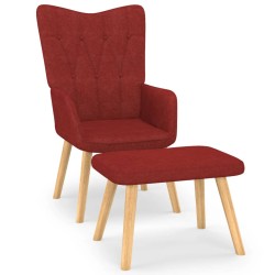 vidaXL Relaxsessel mit Hocker Weinrot Stoff