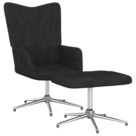 vidaXL Relaxsessel mit Hocker Schwarz Stoff