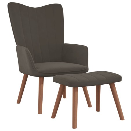 vidaXL Relaxsessel mit Hocker Dunkelgrau Samt