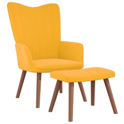 vidaXL Relaxsessel mit Hocker Senfgelb Samt