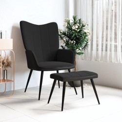 vidaXL Relaxsessel mit Hocker Schwarz Samt und PVC