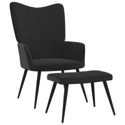 vidaXL Relaxsessel mit Hocker Schwarz Samt und PVC